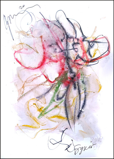 Drawing titled "abstract bouquet 734" by Dima Wilms, Original Artwork, Watercolor