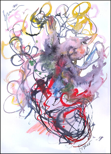 Рисунок под названием "abstract bouquet 76" - Dima Wilms, Подлинное произведение искусства, Акварель
