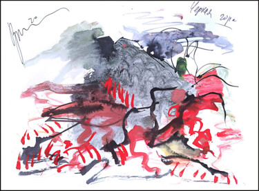 Рисунок под названием "черная гора    mont…" - Dima Wilms, Подлинное произведение искусства, Акварель