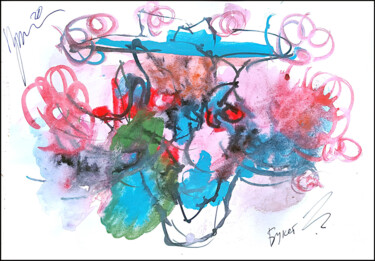 Drawing titled "abstract bouquet 987" by Dima Wilms, Original Artwork, Watercolor