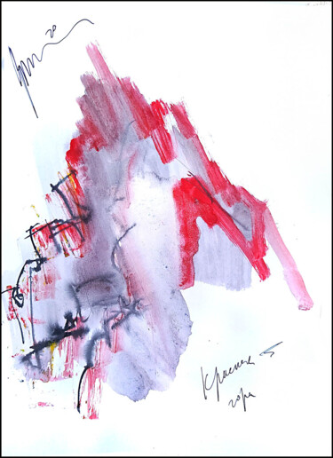 Рисунок под названием "красная гора    mon…" - Dima Wilms, Подлинное произведение искусства, Акварель