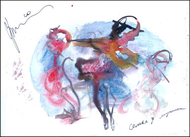 Drawing titled "семья у мужика   un…" by Dima Wilms, Original Artwork, Watercolor