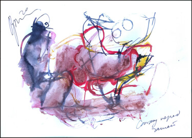 Disegno intitolato "sitting in front of…" da Dima Wilms, Opera d'arte originale, Acquarello