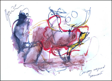 Dessin intitulée "sitting in front of…" par Dima Wilms, Œuvre d'art originale, Aquarelle