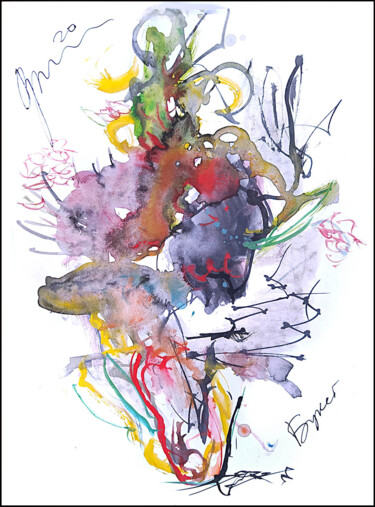 Drawing titled "abstract bouquet 32" by Dima Wilms, Original Artwork, Watercolor