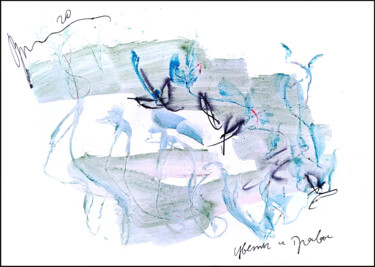 Disegno intitolato "цветы и травы    fl…" da Dima Wilms, Opera d'arte originale, Acquarello