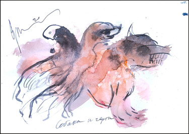 Drawing titled "собака и черти    c…" by Dima Wilms, Original Artwork, Gouache