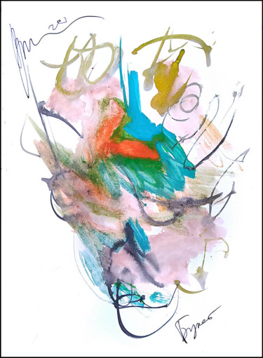 Dessin intitulée "abstract bouquet 239" par Dima Wilms, Œuvre d'art originale, Gouache