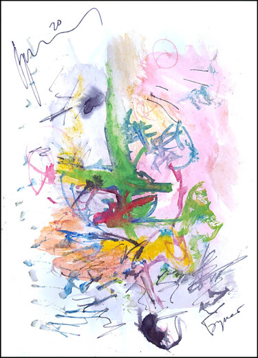 Drawing titled "abstract bouquet 908" by Dima Wilms, Original Artwork, Gouache