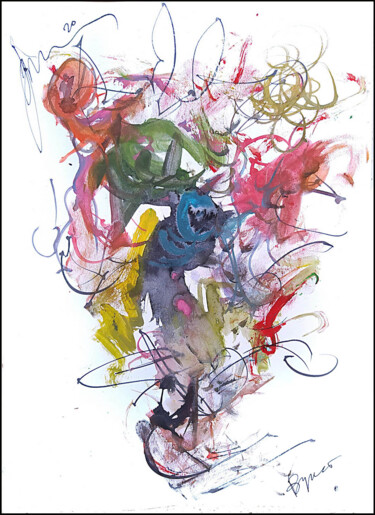 Disegno intitolato "abstract bouquet 74…" da Dima Wilms, Opera d'arte originale, Gouache