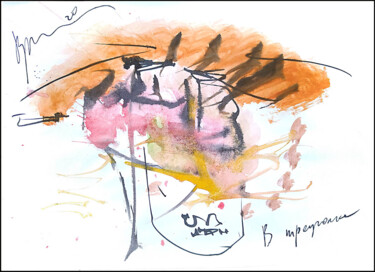 Dessin intitulée "в треуголке    au b…" par Dima Wilms, Œuvre d'art originale, Gouache