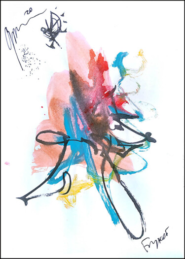 Drawing titled "abstract bouquet 43" by Dima Wilms, Original Artwork, Watercolor