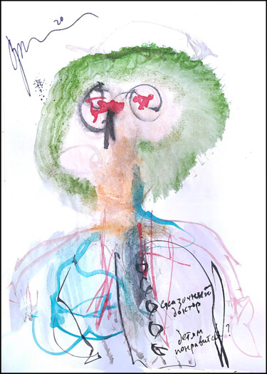 Drawing titled "fabulous doctor (do…" by Dima Wilms, Original Artwork, Gouache
