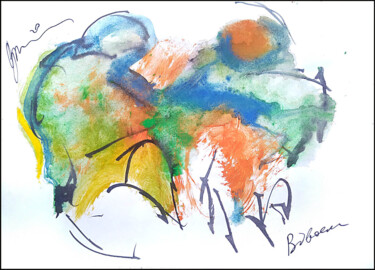 Drawing titled "вдвоем  together…" by Dima Wilms, Original Artwork, Watercolor