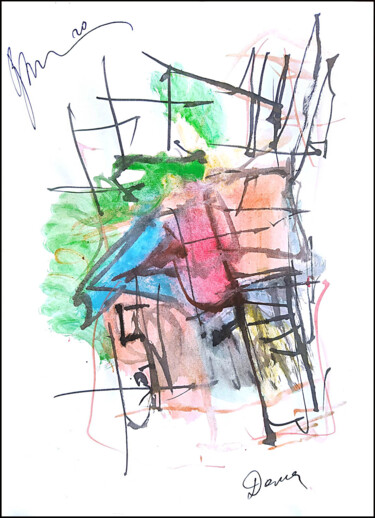 Dessin intitulée "дома  Maisons  Hous…" par Dima Wilms, Œuvre d'art originale, Gouache