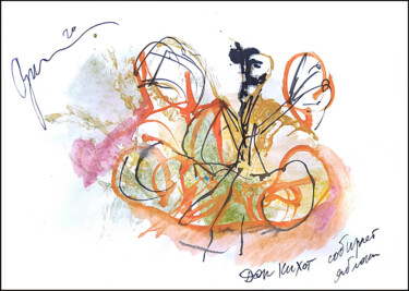 Dessin intitulée "Don Quixote picking…" par Dima Wilms, Œuvre d'art originale, Gouache