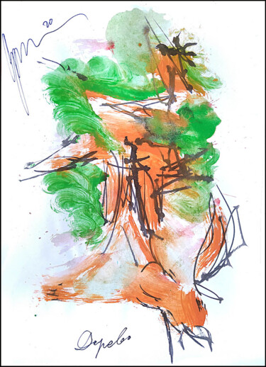 Dessin intitulée "дерево  wood  bois4…" par Dima Wilms, Œuvre d'art originale, Gouache