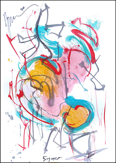 Dessin intitulée "abstract bouquet 214" par Dima Wilms, Œuvre d'art originale, Gouache