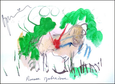 Dessin intitulée "раненое травоядное…" par Dima Wilms, Œuvre d'art originale, Gouache
