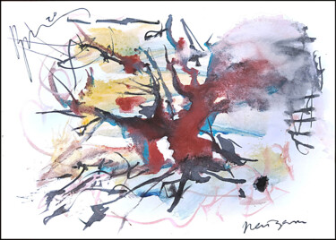 Dessin intitulée "пейзаж  landscape 7…" par Dima Wilms, Œuvre d'art originale, Gouache