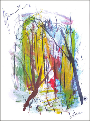 Dessin intitulée "лес foret  forest 2…" par Dima Wilms, Œuvre d'art originale, Gouache