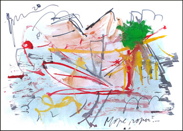 Disegno intitolato "море, горы...  mer,…" da Dima Wilms, Opera d'arte originale, Gouache
