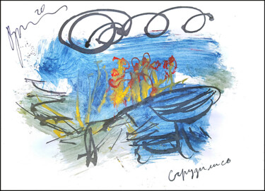 Dibujo titulada "сгрудились  huddled…" por Dima Wilms, Obra de arte original, Gouache