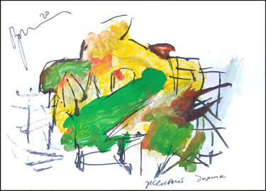 Disegno intitolato "желтый домик petite…" da Dima Wilms, Opera d'arte originale, Gouache