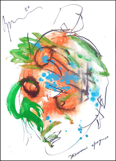 Desenho intitulada "женский профиль  pr…" por Dima Wilms, Obras de arte originais, Guache