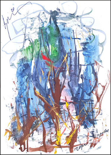 Dessin intitulée "гора и деревья mont…" par Dima Wilms, Œuvre d'art originale, Gouache