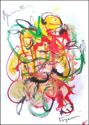 Drawing titled "abstract bouquet64" by Dima Wilms, Original Artwork, Gouache