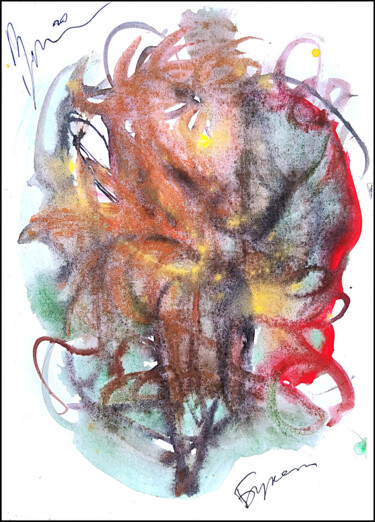 Dessin intitulée "abstract bouquet 87…" par Dima Wilms, Œuvre d'art originale, Gouache