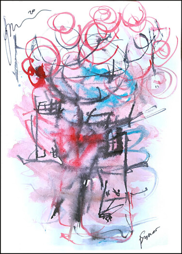 Drawing titled "abstract bouquet 12" by Dima Wilms, Original Artwork, Gouache