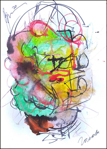 Drawing titled "голова  head 723" by Dima Wilms, Original Artwork, Gouache