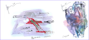 Arte digitale intitolato "queue for the plane" da Dima Wilms, Opera d'arte originale, Acquarello
