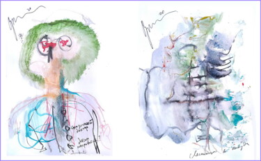 Digitale Kunst mit dem Titel "fabulous doctor and…" von Dima Wilms, Original-Kunstwerk, Aquarell