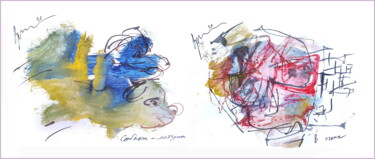 Цифровое искусство под названием "flying dogs replace…" - Dima Wilms, Подлинное произведение искусства, Акварель