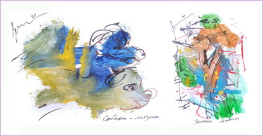 Arte digitale intitolato "flying dogs,of cour…" da Dima Wilms, Opera d'arte originale, Acquarello