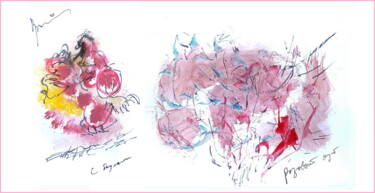 Arts numériques intitulée "pink aunt with bags…" par Dima Wilms, Œuvre d'art originale, Aquarelle