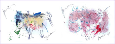 「herbivore and roseb…」というタイトルのデジタルアーツ Dima Wilmsによって, オリジナルのアートワーク, 水彩画