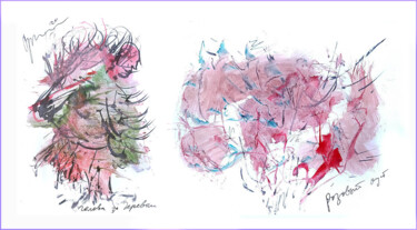 Digital Arts titled "head behind a tree…" by Dima Wilms, Original Artwork, Watercolor