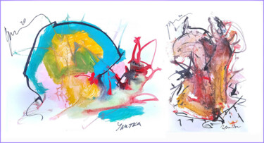 「snail and mushrooms…」というタイトルのデジタルアーツ Dima Wilmsによって, オリジナルのアートワーク, 水彩画