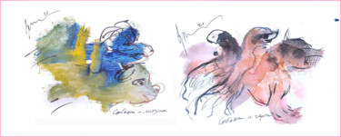 Arts numériques intitulée "good flying dogs an…" par Dima Wilms, Œuvre d'art originale, Aquarelle