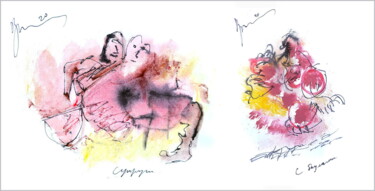Digital Arts titled "spouses and their m…" by Dima Wilms, Original Artwork, Watercolor