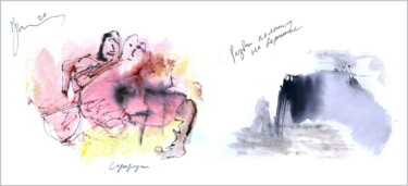 Arts numériques intitulée "the couple pitched…" par Dima Wilms, Œuvre d'art originale, Aquarelle