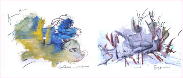 Arts numériques intitulée "flying dogs have a…" par Dima Wilms, Œuvre d'art originale, Aquarelle