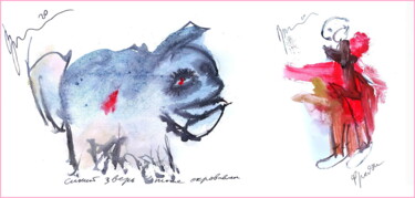 Arts numériques intitulée "Freddy is bloody -…" par Dima Wilms, Œuvre d'art originale, Aquarelle