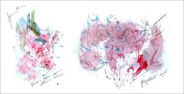 Цифровое искусство под названием "бегут к розовому ку…" - Dima Wilms, Подлинное произведение искусства, Акварель
