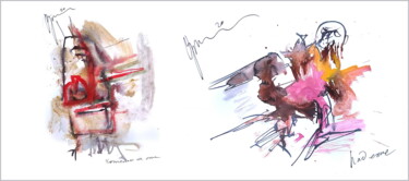 Arts numériques intitulée "падение - котелок у…" par Dima Wilms, Œuvre d'art originale, Aquarelle