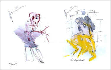 Digital Arts titled "dancer greets his i…" by Dima Wilms, Original Artwork, Watercolor